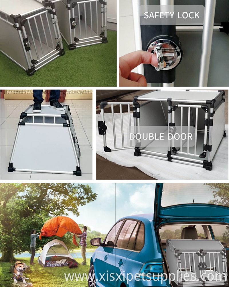 Indoor Outdoor different size Pet Cage Large Medium Dogs cat Travel Metal Double-Door car travel cages carrier